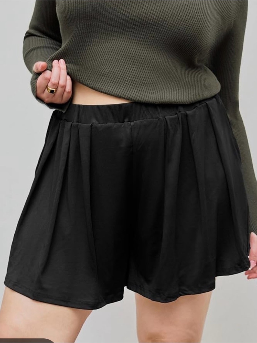NWT Cider Black Ribbed Stretchy Wide Leg Flowy Knit Short Sz M